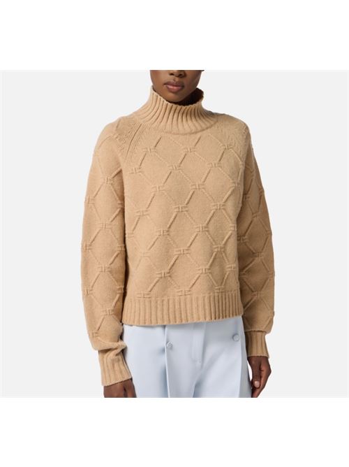 JACQUARD RHOMBUS PULLOVER ELISABETTA FRANCHI | MK55T57E2EA2 Honey